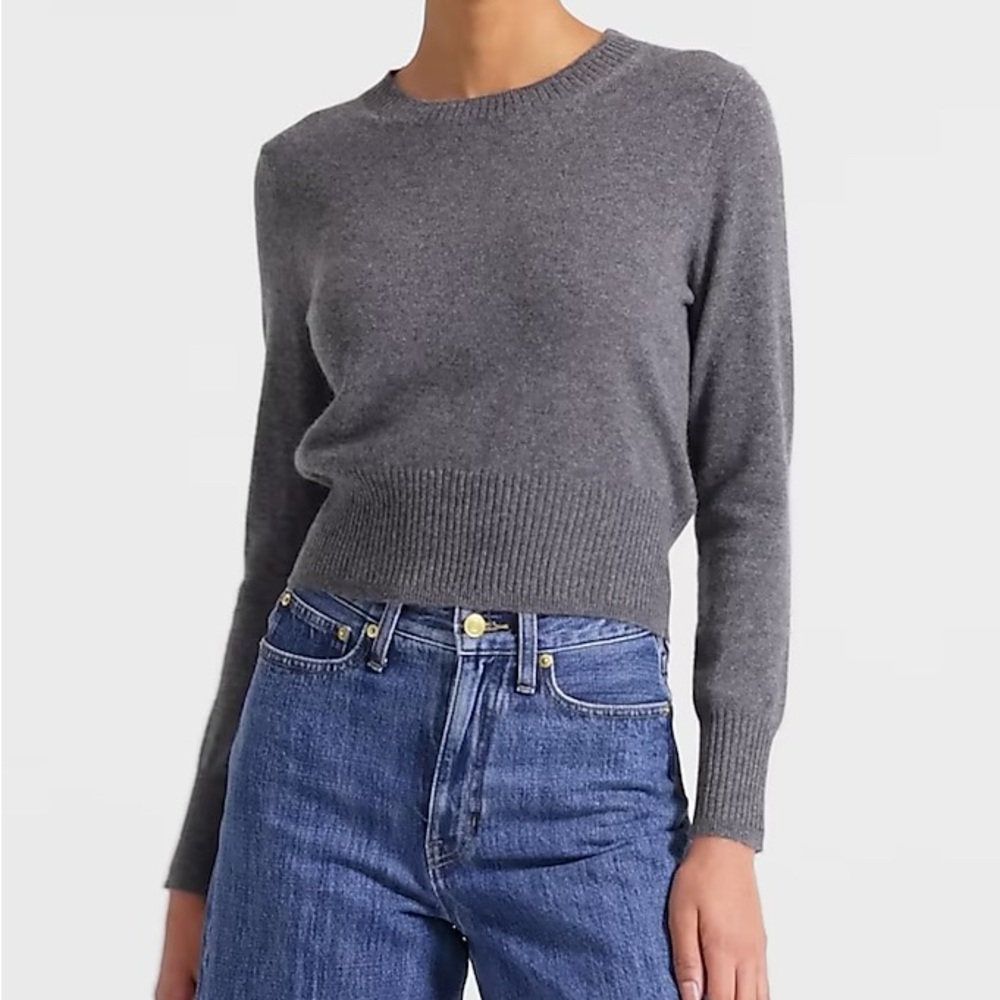 J. Crew Gray Women's Shrunken 100% Cashmere Sweater